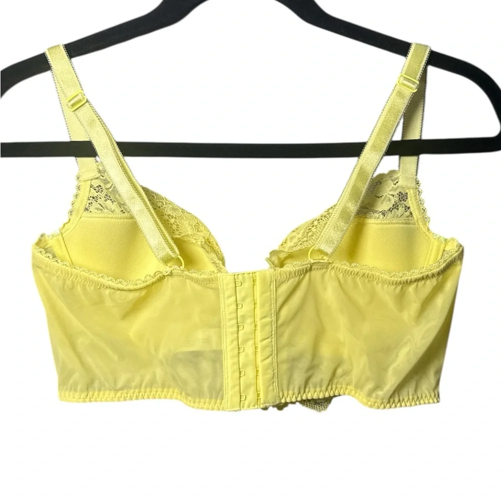 Adore Me Lemon‎ Print Lace Longline Bra 36C Yellow Floral Bralette - Picture 3 of 8